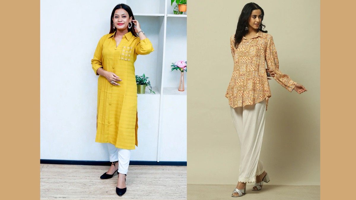 Shirt-style kurtis in Hindi