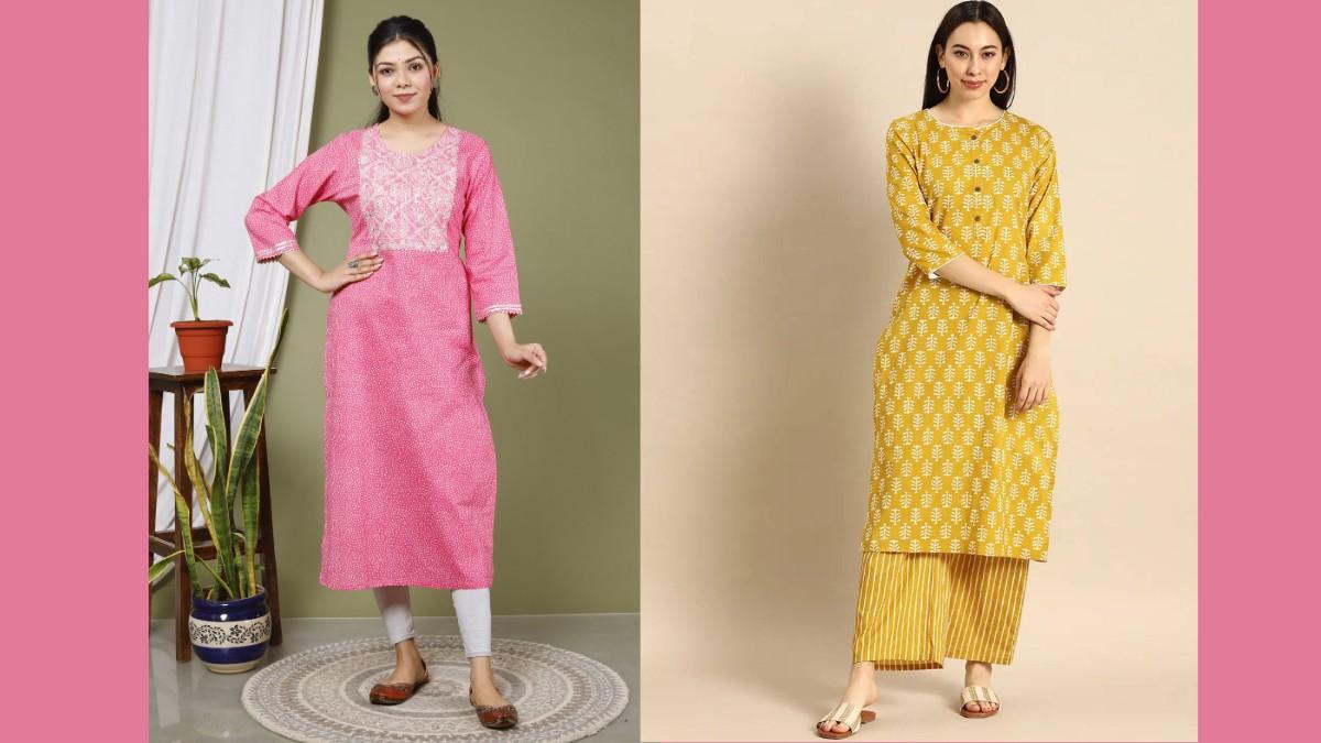 Straight-Cut Cotton Kurtis in Hindi